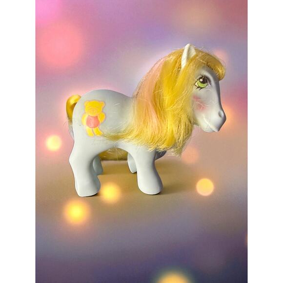 1984 My Little Pony G1 Magic Message Cuddles Gray Yellow Hair Teddy Bear Symbol - Picture 2 of 5